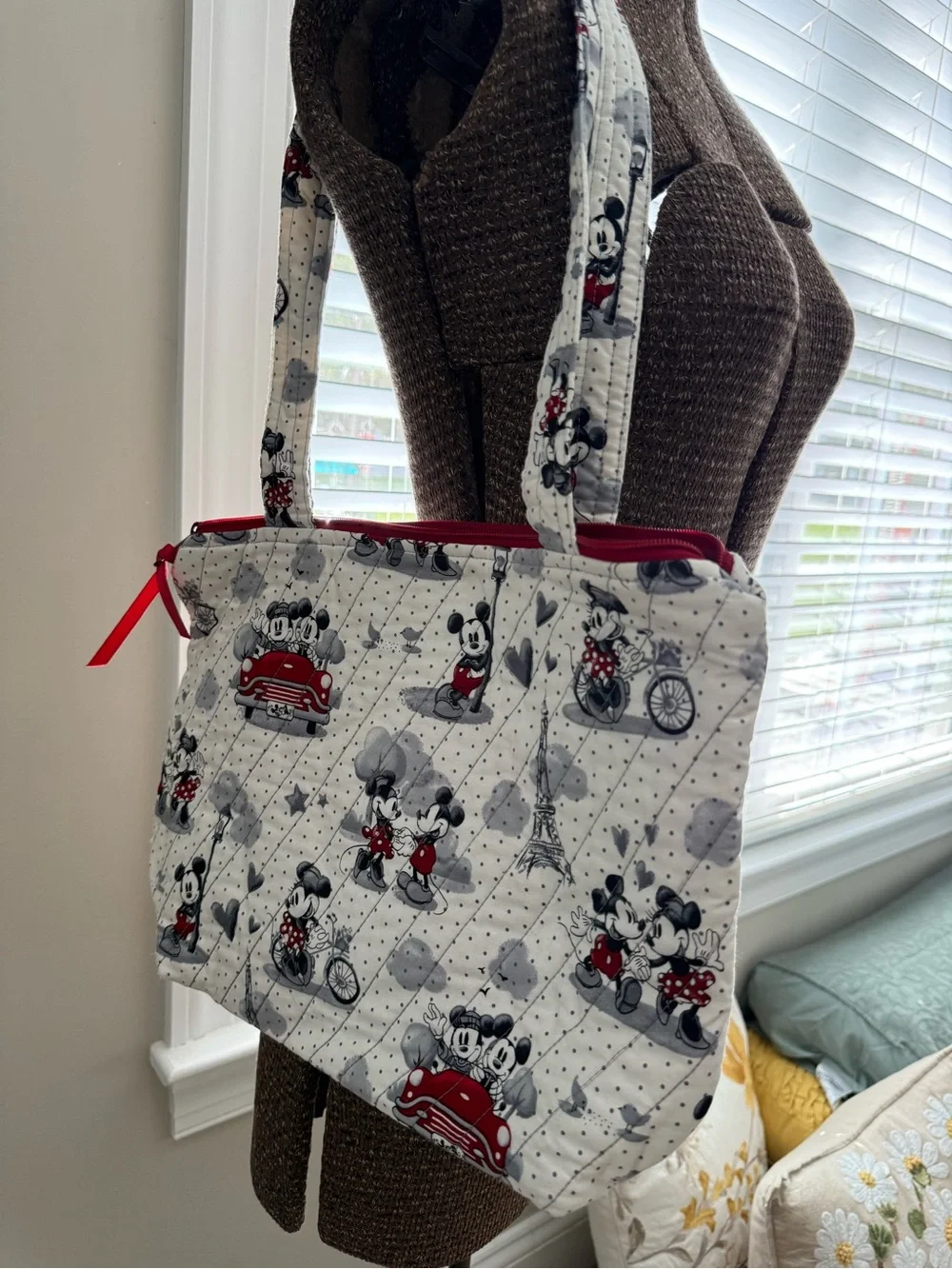 Disney Mickey Mouse Quilted Tote Bag Bundle - White/Red